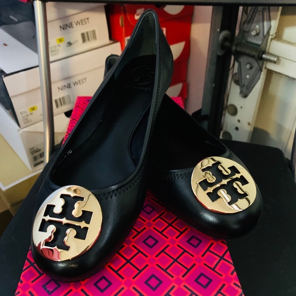 Tory burch TB classic ballet flat leather shoes 7C - Picture 4 of 7